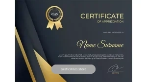 دانلود طرح لایه باز لوح تقدیر دستاورد Modern gold black certificate