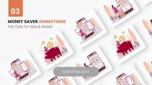 پروژه افترافکت موشن گرافیک پس انداز Money Saver Animations – Flat Concept