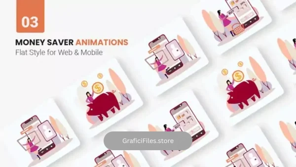 پروژه افترافکت موشن گرافیک پس انداز Money Saver Animations – Flat Concept