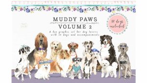 دانلود کلیپ آرت و پترن سگ Muddy Paws Volume 2 – Dogs Galore