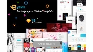دانلود فایل لایه باز وب سایت Multi-Prupose Sketch Template UI Kit