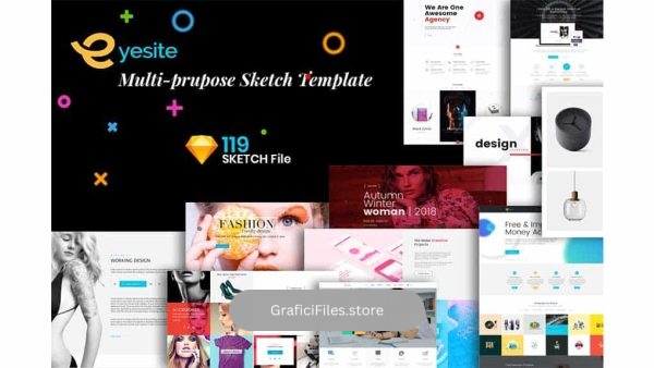 دانلود فایل لایه باز وب سایت Multi-Prupose Sketch Template UI Kit