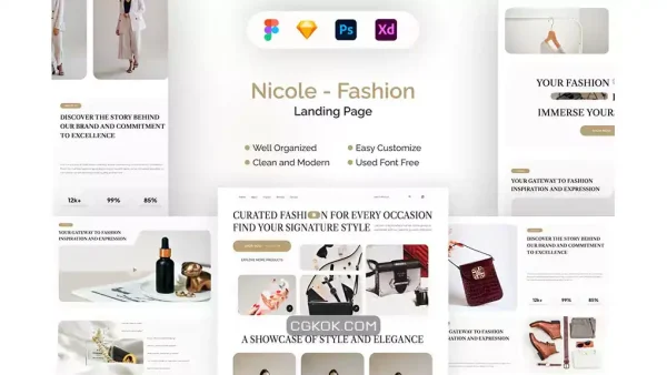 دانلود طرح لایه باز لندینگ پیج فشن Nicole – Fashion Landing Page