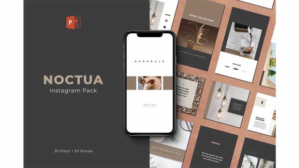 دانلود قالب پاورپوینت اینستاگرام Noctua PowerPoint Instagram Pack