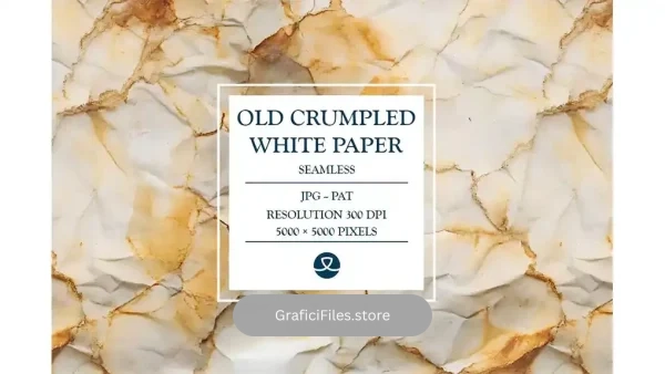 دانلود تکسچر کاغذ مچاله شده قدیمی زرد شده Old Crumpled White Paper with Rust Marks