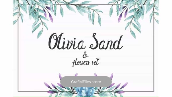 دانلود فونت انگلیسی Olivia Sand Typeface & Flowers set
