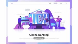 دانلود تصاویر وکتور بانکداری آنلاین Online Banking Flat Concept