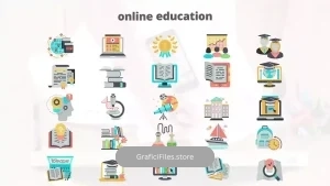 پروژه افترافکت آیکون متحرک آموزش آنلاین Online Education – Flat Animation Icons
