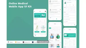 دانلود رابط کاربری اپلیکیشن پزشکی آنلاین Online Medical Mobile App UI Kit