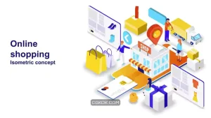 پروژه افترافکت موشن گرافیک ایزومتریک فروشگاه آنلاین Online Shopping – Isometric Concept