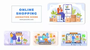 پروژه افترافکت موشن گرافیک وکتور خرید آنلاین Online Shopping Vector Animation Scene