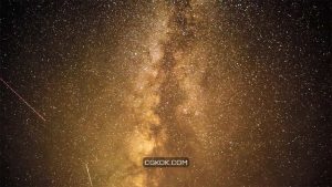 فوتیج آسمان نارنجی با ستاره های درخشان Orange Sky With Shiny Stars