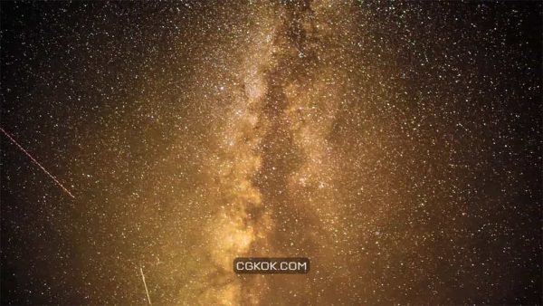 فوتیج آسمان نارنجی با ستاره های درخشان Orange Sky With Shiny Stars