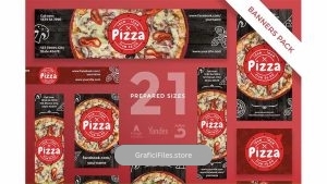 دانلود طرح لایه باز بنر رستوران پیتزا Pizza Restaurant Banner Pack Template