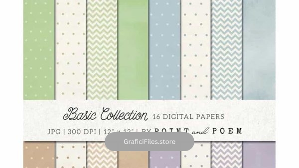 دانلود بک گراند کاغذ دیجیتال خالخایی Polka Dots & Chevron digital paper