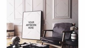 دانلود موکاپ قاب عکس Poster Frame Mockup Interior