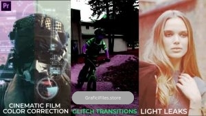 مجموعه پریست آماده 50 ترنزیشن نویز و پارازیت پریمیر – Light Leaks, Color, Glitch Transitions