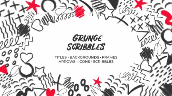 پروژه المان با طراحی دستی برای داوینچی ریزالو – Grunge Scribbles. Hand Drawn Pack