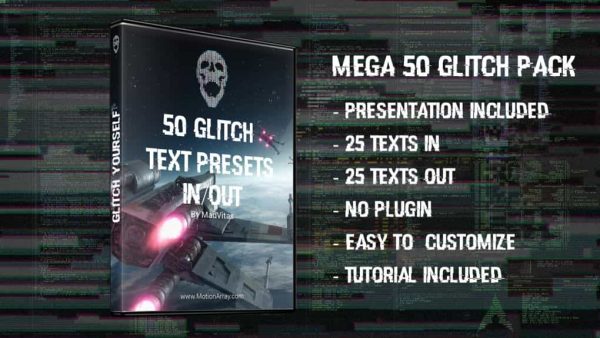 دانلود 50 پریست آماده متن با افکت نویز برای افترافکت – Digital Glitch Text Presets