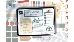 دانلود پالت رنگ و براش پروکریت پلنر آیپد Procreate iPad planner stamps brush