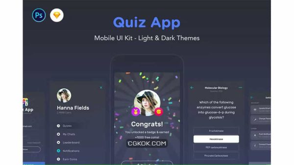 دانلود طرح لایه باز رابط کاربری پرسشنامه موبایل Quiz App