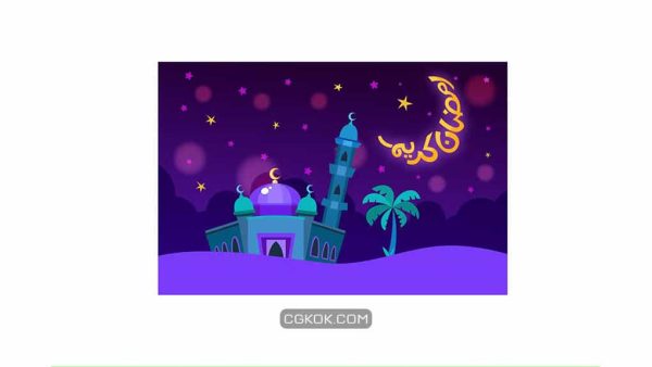 دانلود وکتور بک گراند مسجد در ماه رمضان Ramadan Kareem Mosque Background