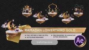 پروژه افترافکت زیرنویس طلایی رمضان Ramadan Lower Third Gold