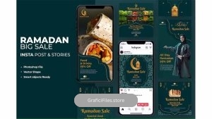 دانلود طرح لایه باز پست اینستاگرام فروش رمضان Ramadan Sale Instagram Template