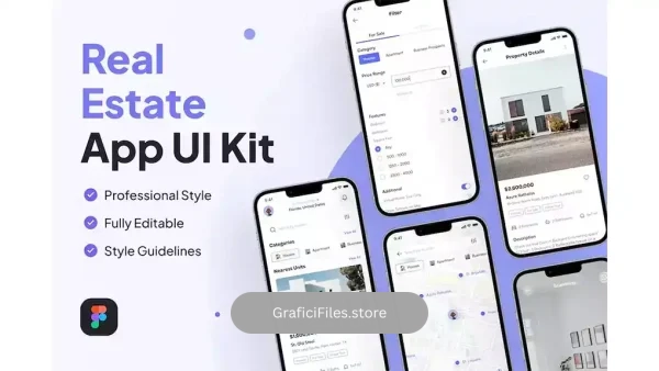 دانلود رابط کاربری اپلیکیشن مشاور املاک Real Estate Mobile App UI Kit 2