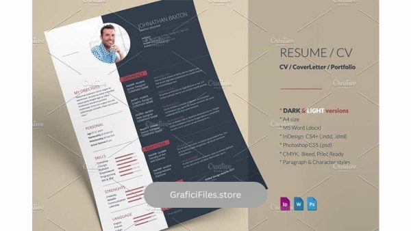 دانلود فایل لایه باز ایندیزاین رزومه Resume CV