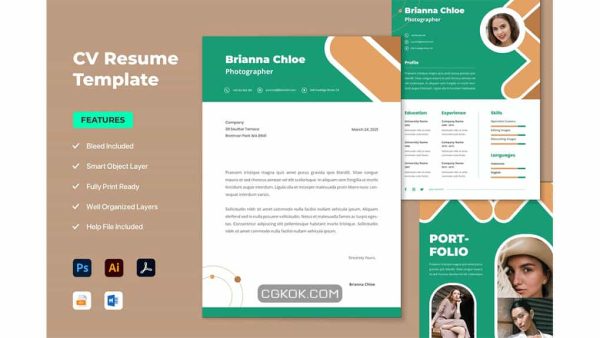 دانلود قالب آماده ورد رزومه عکاسی مینیمال Resume Word