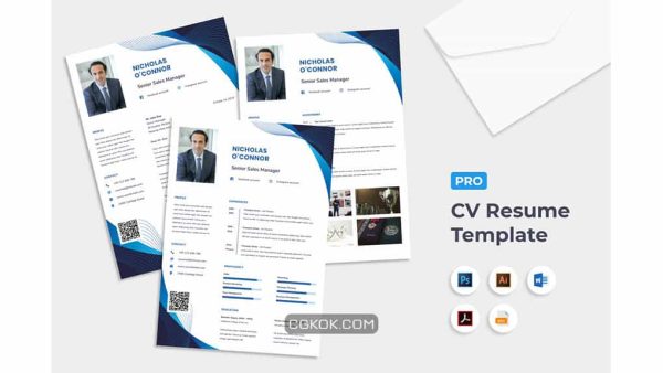 دانلود قالب آماده ورد رزومه تجاری Professional Business Clean Resume CV