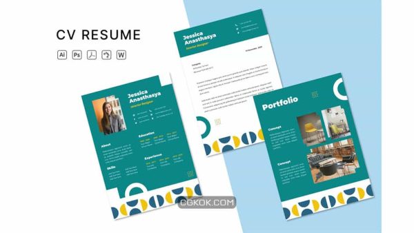 دانلود قالب آماده ورد رزومه طراح داخلی مینیمال Resume Word