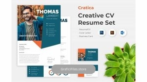 دانلود قالب آماده ورد رزومه و کارت ویزیت Cratica – Professional Business Creative CV Resume Set