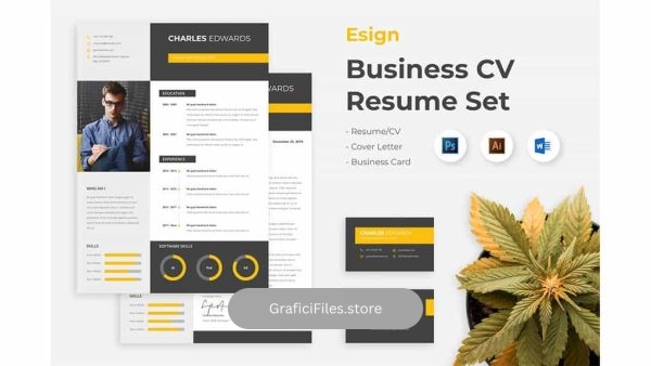 دانلود قالب آماده ورد رزومه Esigns – Business Clean Resume CV Set
