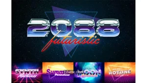 دانلود افکت متن رترو Retrowave Text Effects Collection