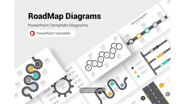 دانلود قالب پاورپوینت دیاگرام نقشه راه RoadMap Diagrams PowerPoint Presentation Template