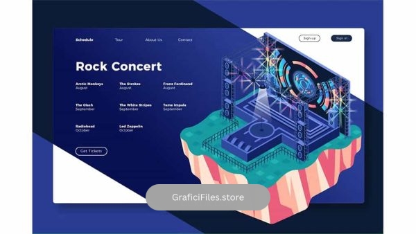 دانلود طرح وکتور لندینگ پیج و بنر کنسرت راک Rock Concert – Banner & Landing Page