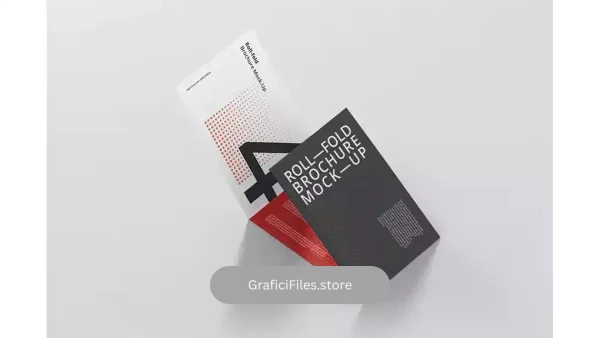 دانلود موکاپ بروشور Roll Fold Brochure Mockup Landscape Din A4 A5 A6