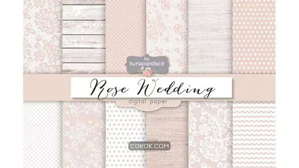دانلود بک گراند کاغذ دیجیتال عروسی رز کمرنگ Rose pale wedding digital paper pack