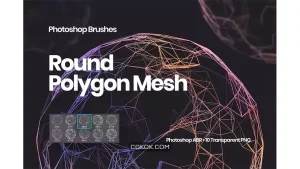 دانلود براش کره پلی گان فتوشاپ Round Polygon Mesh Photoshop Brushes