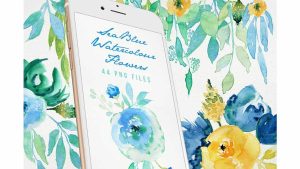 دانلود کلیپ آرت گل های آبی Sea Blue Flowers