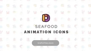 پروژه افترافکت آیکون متحرک غذا دریایی Seafood – Animation Icons
