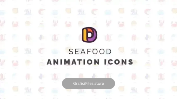 پروژه افترافکت آیکون متحرک غذا دریایی Seafood – Animation Icons