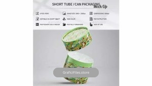 دانلود موکاپ قوطی فلزی Short Tube / Can Packaging Mock-Up