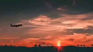 فوتیج تیک آف هواپیما Silhouette of an Airplane at Take Off