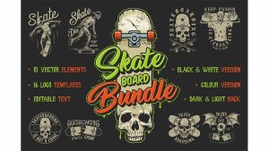 دانلود کلیپ آرت جمجمه Skate board bundle