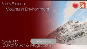 دانلود صحنه آماده کوهستان برفی در Redshift و Houdini