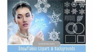 دانلود بک گراند و کلیپ آرت دانه برف SNOWFLAKES Clipart + Backgrounds