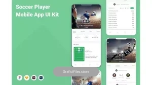 دانلود رابط کاربری اپلیکیشن بازی فوتبال Soccer Player Mobile App UI Kit